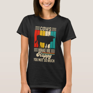 Camiseta Vacas Me Fazem Feliz Piada Retro Amante de Animais