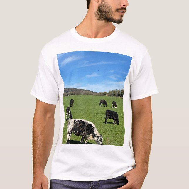 Camiseta Vacas pastando em campo verde (Frente)