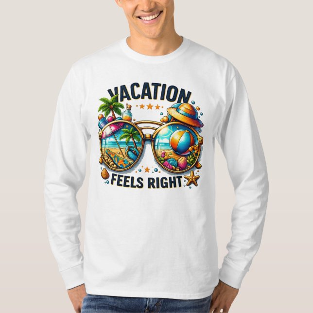 Camiseta Vacation Feels Right Basic Long Sleeve USA (Frente)