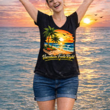 Camiseta Vacation Feels Right Island V-Neck EUA