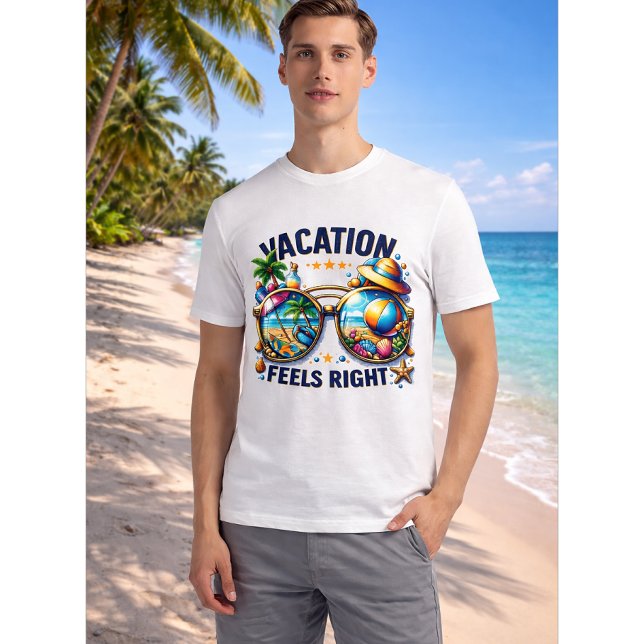 Camiseta Vacation Feels Right Men’s Basic T-Shirt USA (Criador carregado)