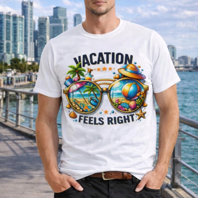 Camiseta Vacation Feels Right Men’s Basic T-Shirt USA (Criador carregado)