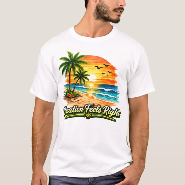 Camiseta Vacation Feels Right Unisex Basic T-Shirt USA (Frente)