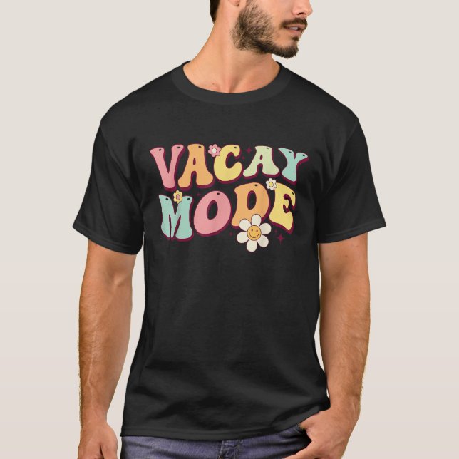 Camiseta Vacay Mode Retro Groovy Funny Family Holiday Men W (Frente)