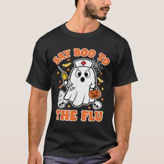 Camiseta Vacina Engraçada Diz Boo À Enfermeira Fantasma Da