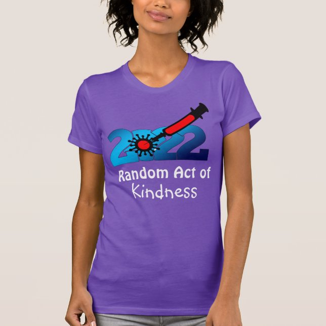Camiseta Vacina Retro COVID Ato Aleatório de Bondade  (Frente)