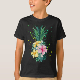 Camiseta Vacinação De Arte De Abacaxi De Flor Havaí
