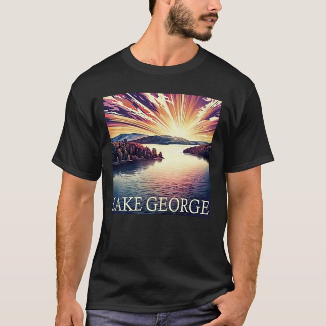 Camiseta Vacinação New York Lake George Serif Design (Frente)
