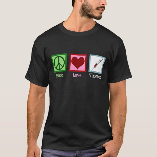 Camiseta Vacinas De Amor Pela Paz Pró-Vacinação Enfermeira  (Frente)