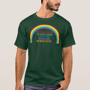Camiseta Vacinas Trabalham Vestir Uma Rima Máscara Arco-Íri