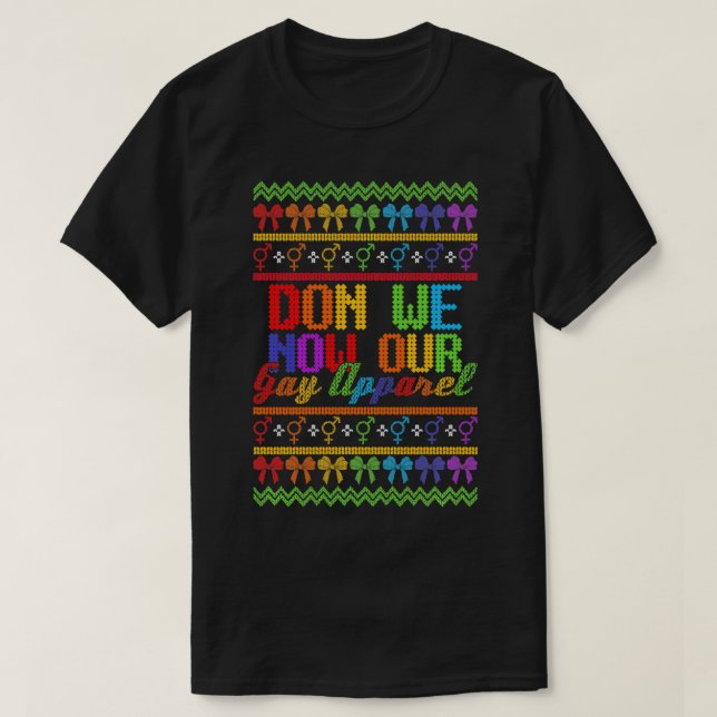 Camiseta Vadio de Natal feio LGBTQ Don We Now Our Gay Ap (Frente do Design)