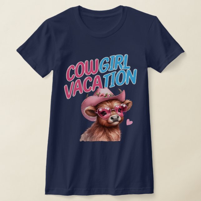 Camiseta Vaga de Cowgirl Vinhas Terras Altas Covas Rosa Ócu (Postura )