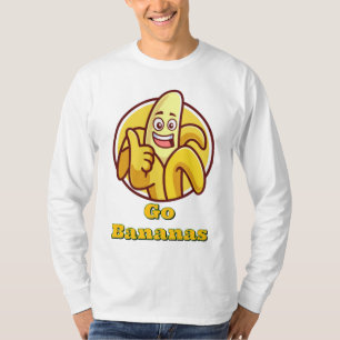 Camiseta Vai Bananas! T-Shirt de Capa Longa   Tee Gráfico D