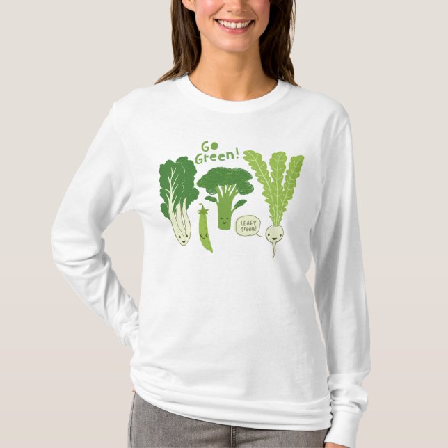 Camiseta Vai o verde! Vegetarianos bonitos verdes frondosos (Frente)