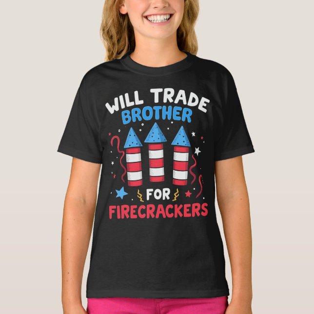 Camiseta Vai Trocar Irmão Por Fogos De Artifício Engraçados (Frente)