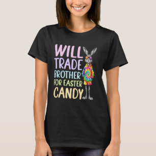 Camiseta Vai trocar o irmão por doces de Páscoa para menina