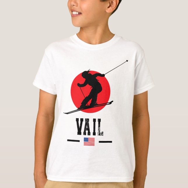Camiseta Vail Usa Ski Resort Rocky Mountains American Skiin (Frente)