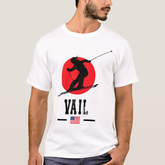 Camiseta Vail Usa Ski Resort Rocky Mountains American Skiin (Frente)