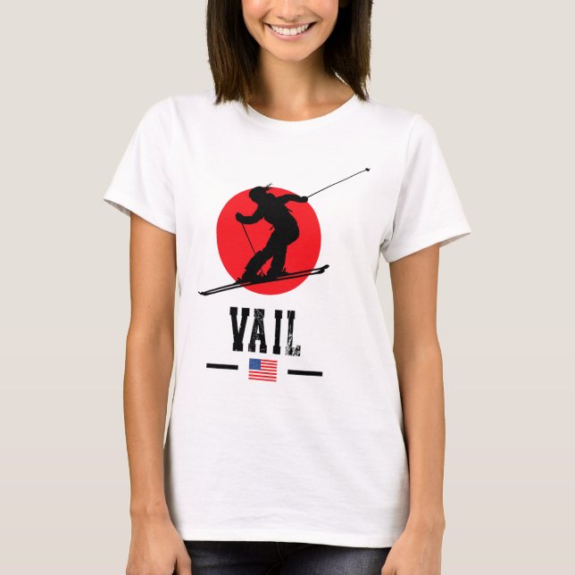 Camiseta Vail Usa Ski Resort Rocky Mountains American Skiin (Frente)
