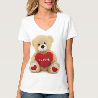 Camiseta Vaishno Soft Toys Teddy Bear com Coração Vermelho