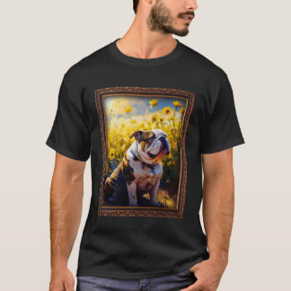 Camiseta Vale Buldogue Pintando Flor de Girassol Mãe Mulher