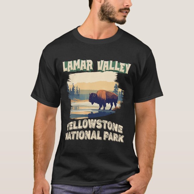 Camiseta Vale de Lamar Parque Nacional de Yellowstone Búfal (Frente)