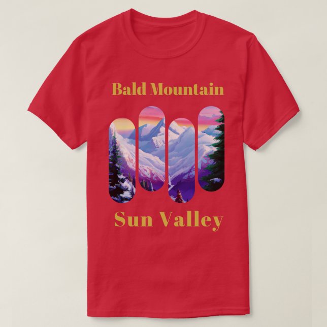 Camiseta Vale do Sol de ski na montanha balançada 4 (Frente do Design)