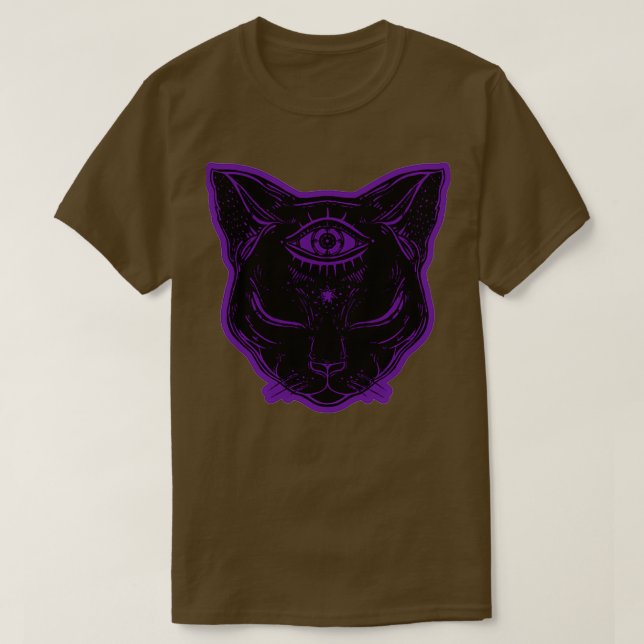 Camiseta vale noturno de gato preto (Frente do Design)