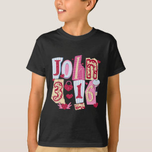 Camiseta Valentim João 316 Amou Corações Coquete Cristão