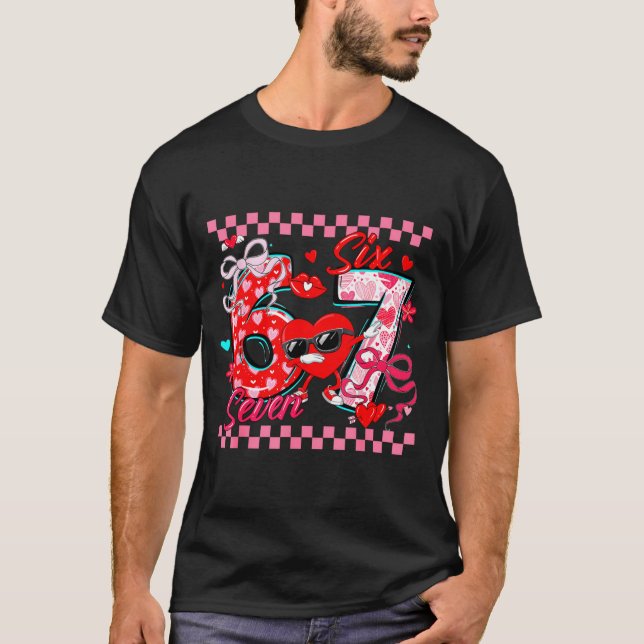 Camiseta Valentine 67 Six Seven Meme Dabbing Hearts Matchin (Frente)