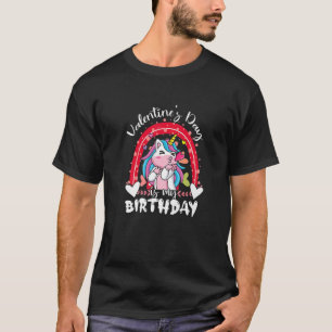 Camiseta Valentine Day É Meu Aniversário Unicorn Rainbow 