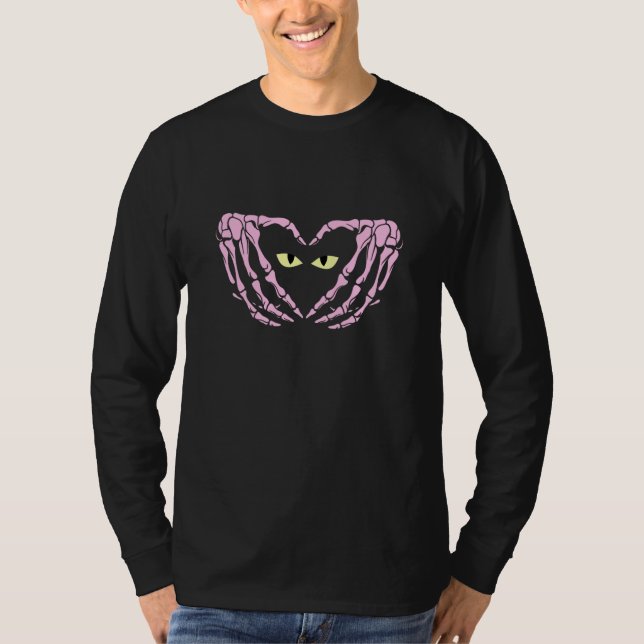 Camiseta Valentine Day Gothic Love Goth Skeleton Hands Hear (Frente)