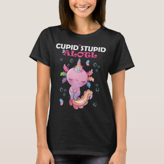 Camiseta valentine engraçado de axolote rosa