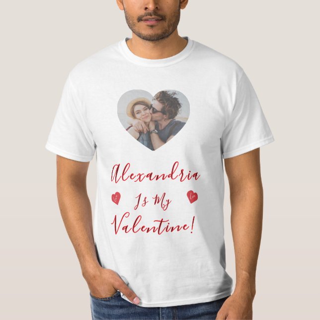 Camiseta Valentine  Love Custom Photo & Name (Frente)