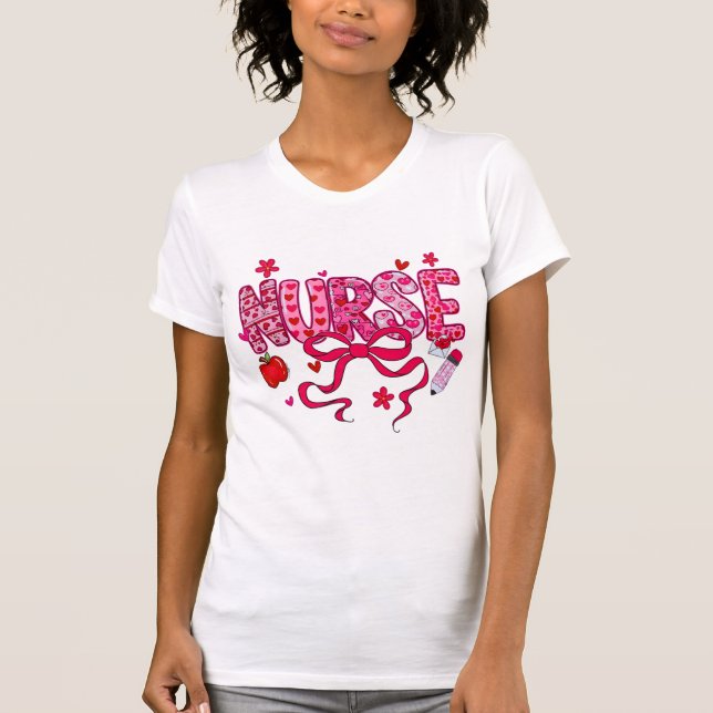 Camiseta Valentine Nurse PNG Sublimation Design (Frente)