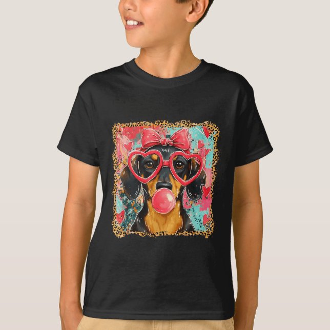 Camiseta Valentine’s Day Dog Cute Dachshund Dogs For Dog Mo (Frente)