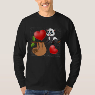 Camiseta Valentine s Day  Panda And Sloth Men Women Kids