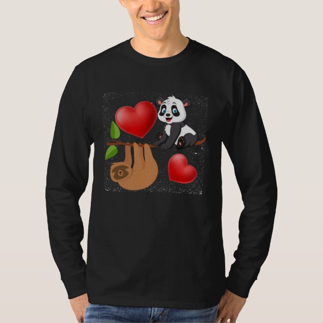 Camiseta Valentine s Day  Panda And Sloth Men Women Kids (Frente)