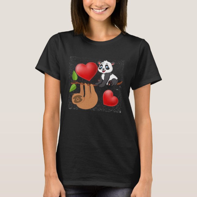 Camiseta Valentine s Day  Panda And Sloth Men Women Kids (Frente)