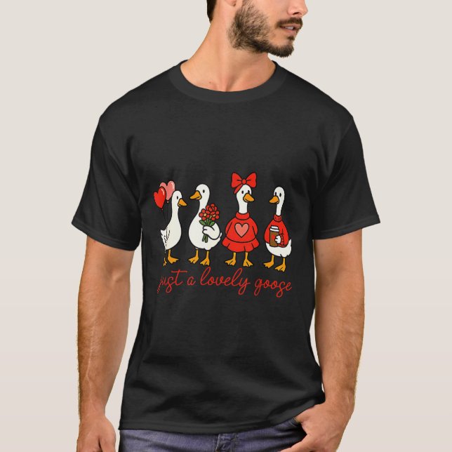 Camiseta Valentine Silly Goose Just A Lovely Goose Duck Val (Frente)