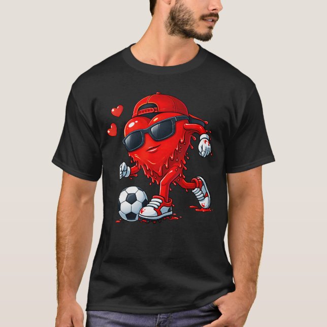 Camiseta Valentine Soccer Heart Drip Sport Love Valentines  (Frente)
