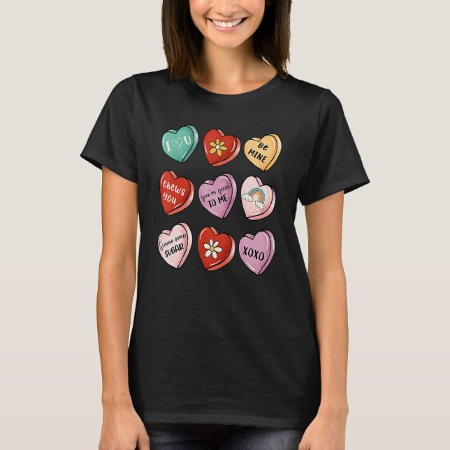 Camiseta Valentine Sweet Candy Heart Kiss Happy Valentine's (Frente)