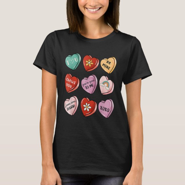 Camiseta Valentine Sweet Candy Heart Kiss Happy Valentine's (Frente)