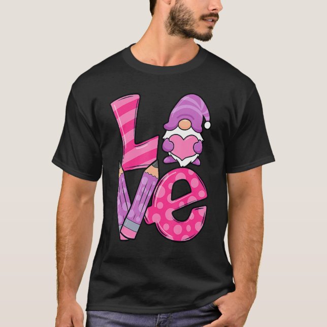 Camiseta Valentine Teacher Squad Gnome Love Sweethearts Hea (Frente)