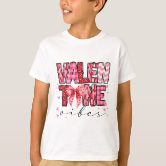 Camiseta Valentine Vibes Valentines Day Pink Bow Girl Women
