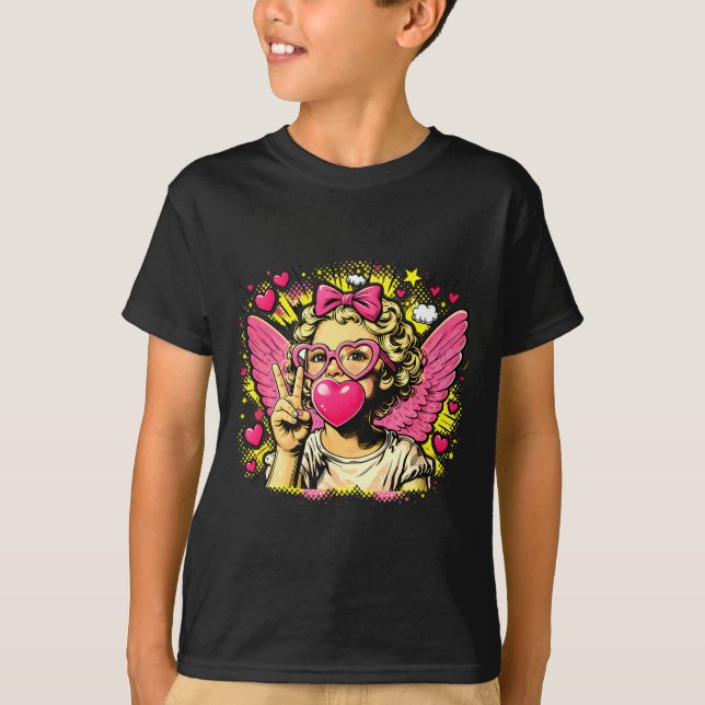 Camiseta Valentines Cute Cupid Heart Angel Love Holiday Com (Frente)