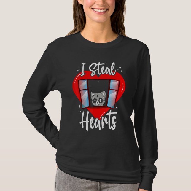 Camiseta Valentines Cute Raccoon I Steal Hearts Valentines  (Frente)