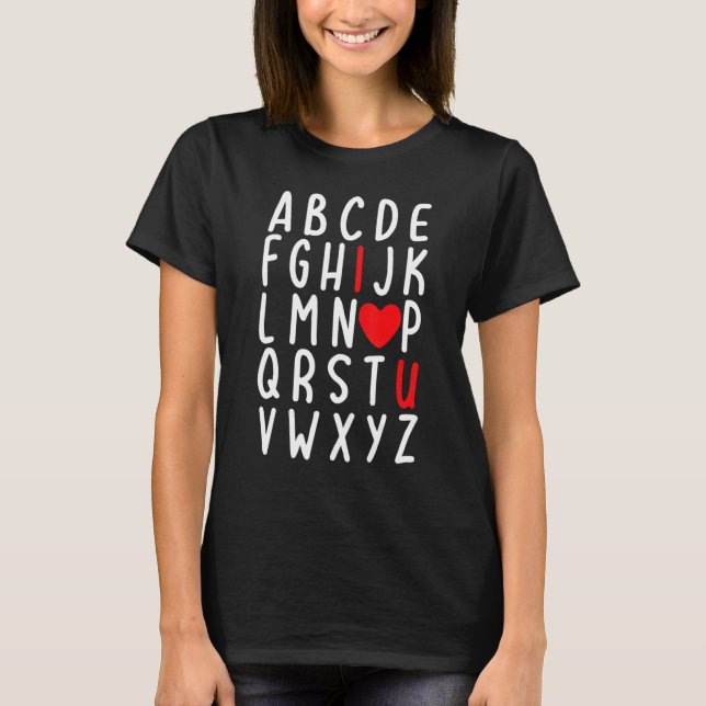 Camiseta Valentine's Day ABC I Love You Heart Teacher Kids  (Frente)