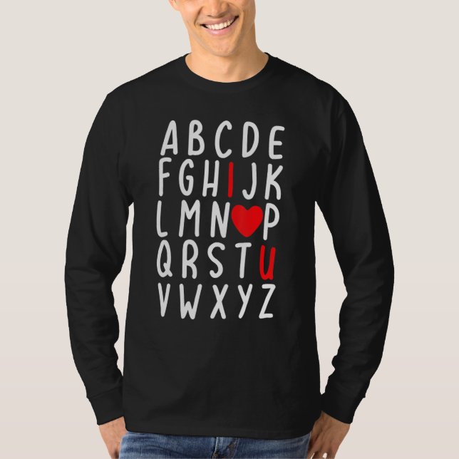 Camiseta Valentine's Day ABC I Love You Heart Teacher Kids  (Frente)