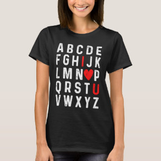 Camiseta Valentines Day Alphabet ABC I Love You Red Heart